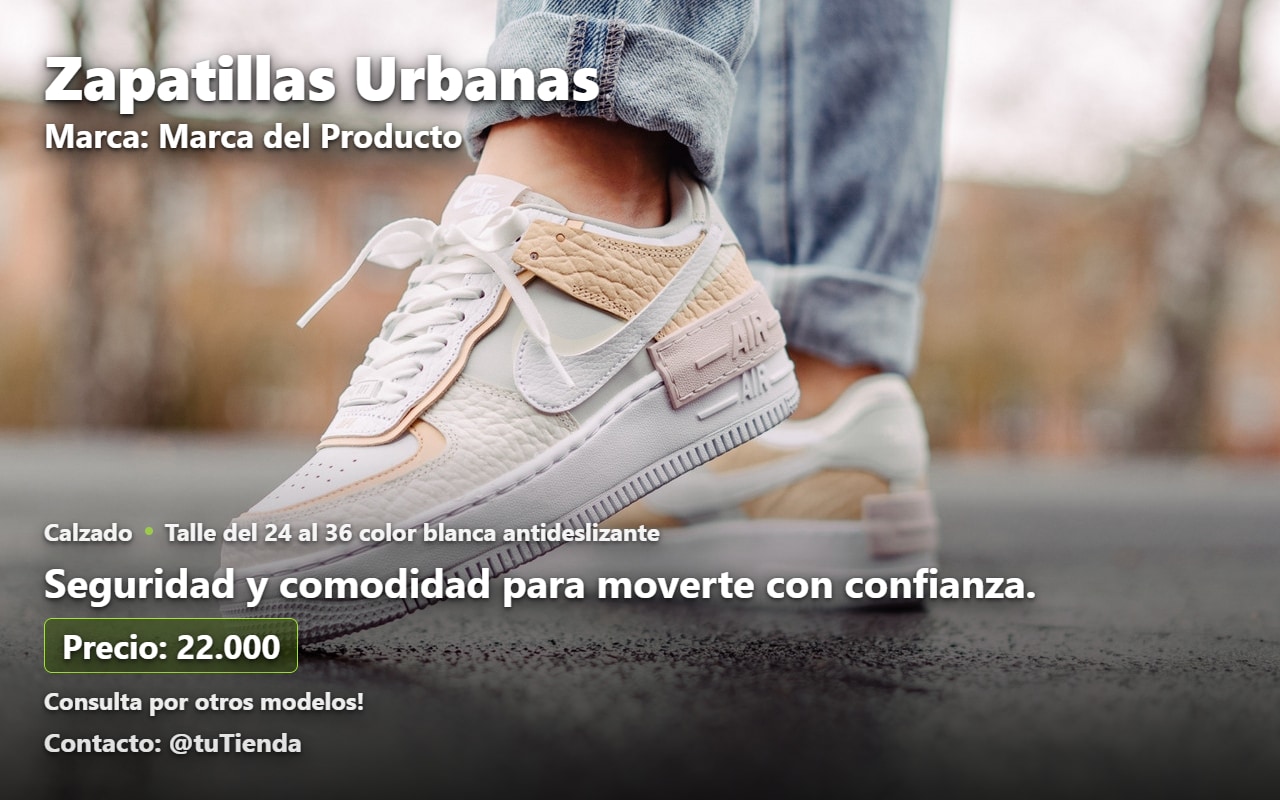 Ejemplo de foto final para zapatillas urbanas