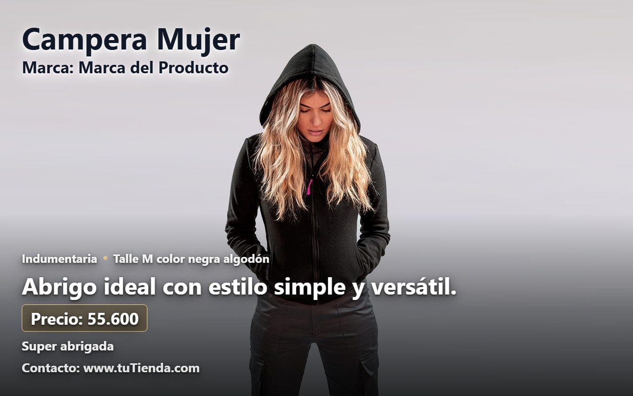Ejemplo de foto final para campera de mujer